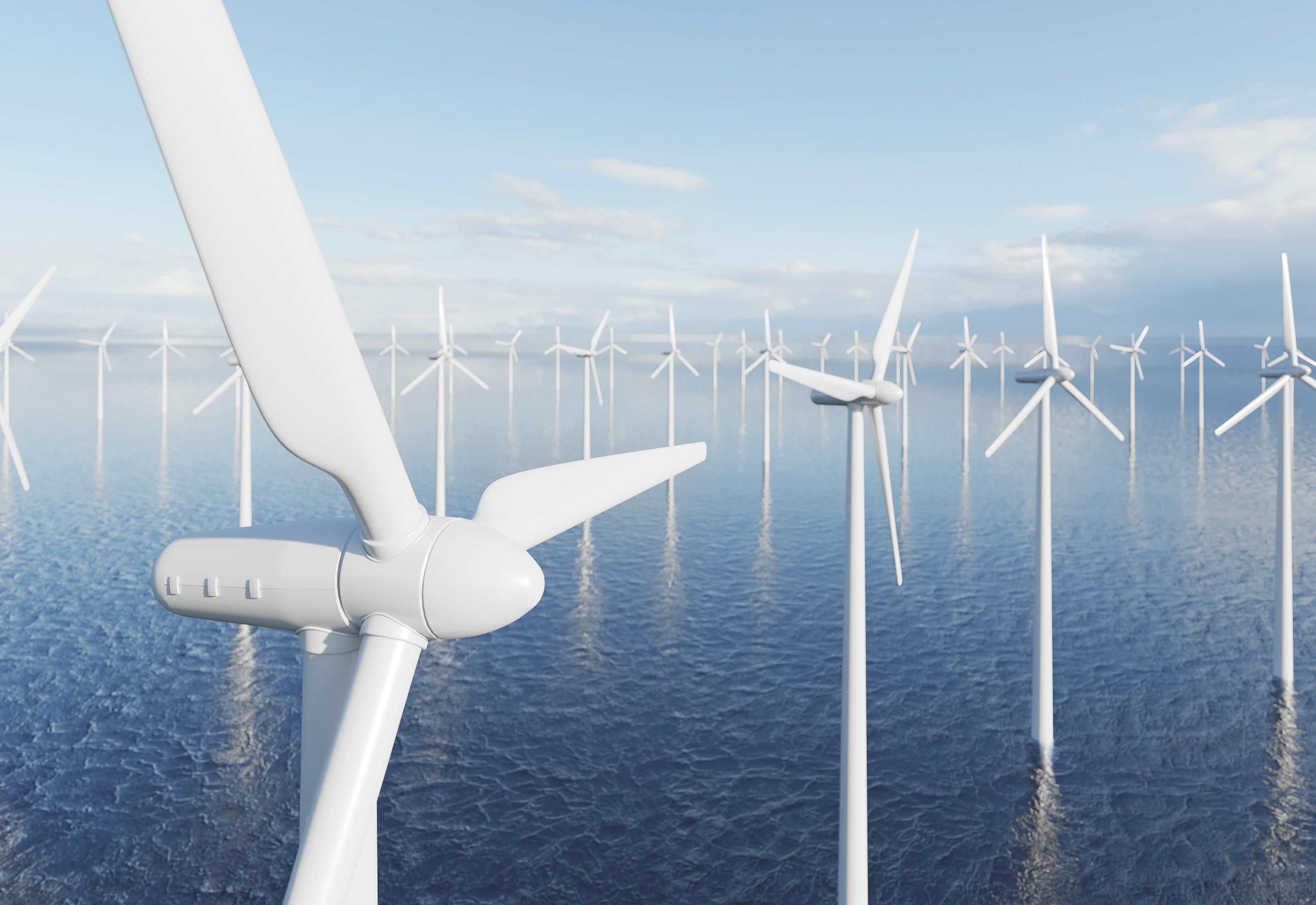 Offshore wind installations in the sea