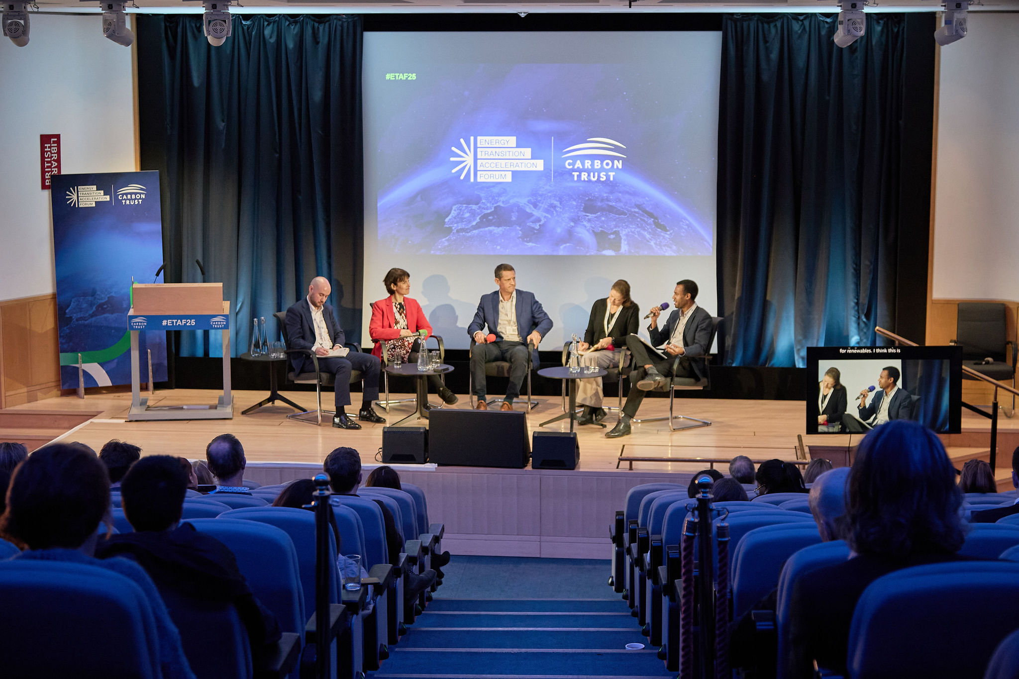 Panel discussion of experts on stage at the Carbon Trust's Energy Transition Acceleration Forum event 2025event