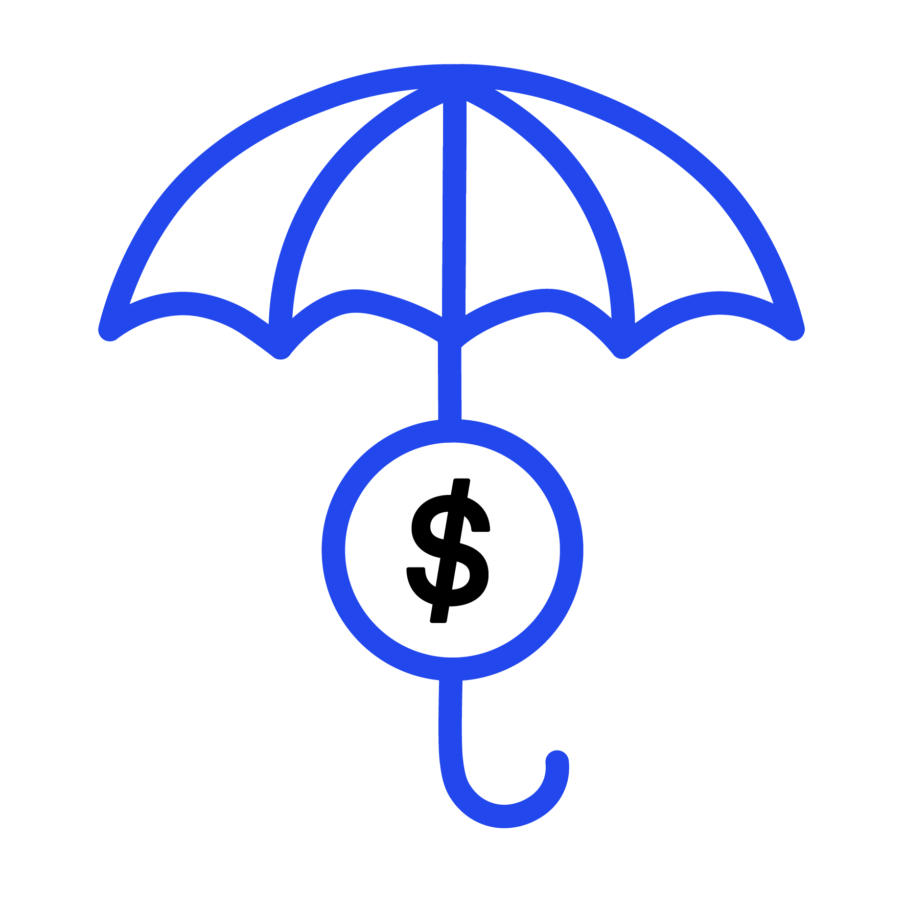 Umbrella with a dollar sign underneath