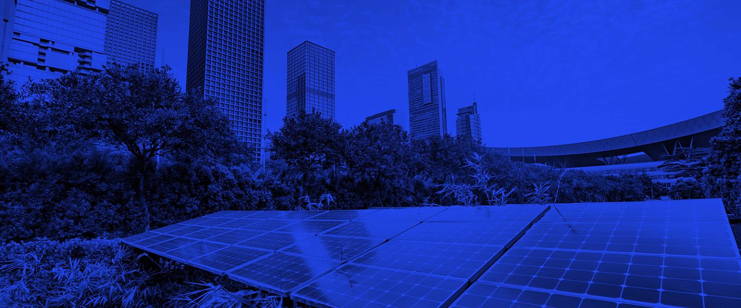Solar panels in city