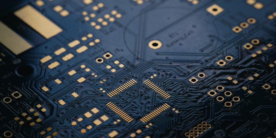 Close up photo of a circuit board
