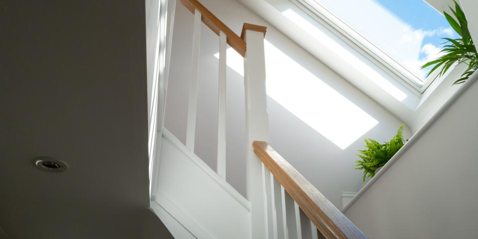 sunlight streaming through a skylight window