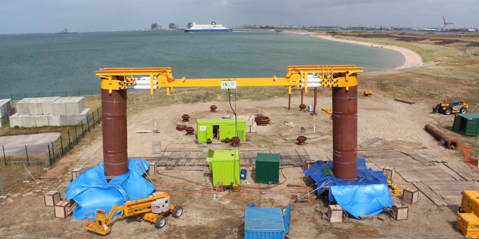 Image showing 2m diameter pile field testing at Dunkirk France, used for validation of the new design method