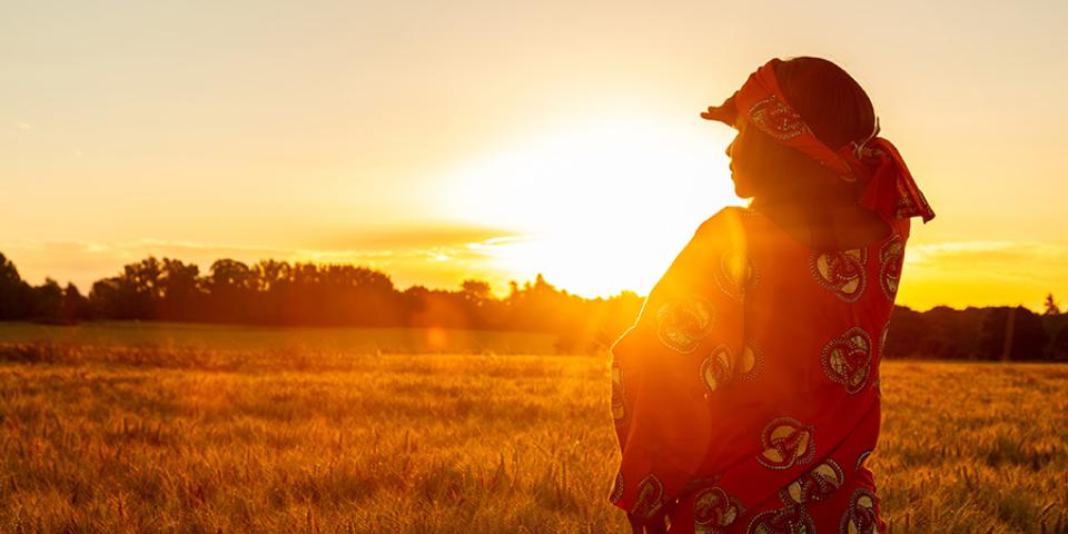 African women viewing sunset