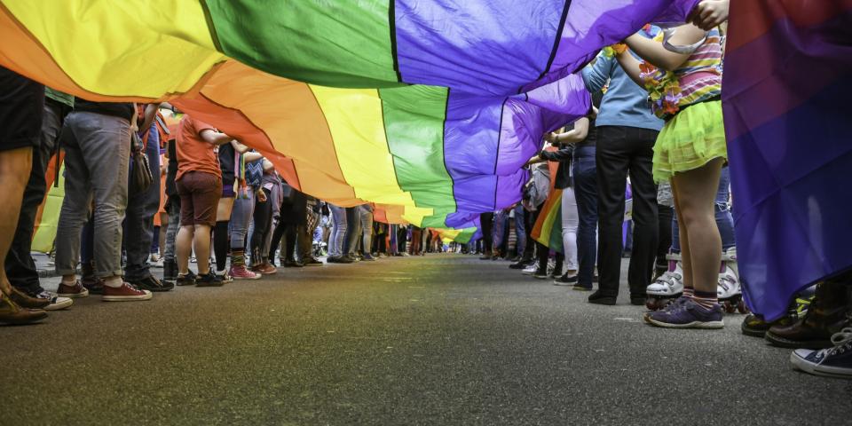 rainbow flag at Pride celebration