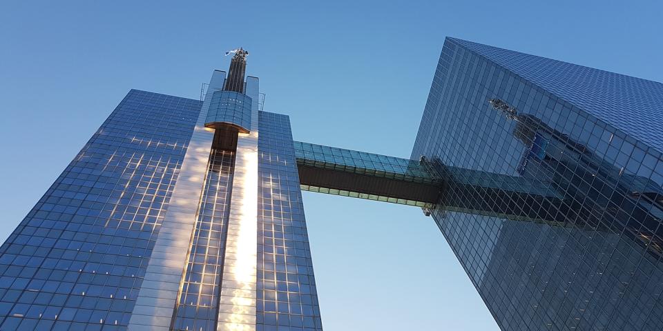 Tall glass buildings
