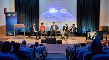 Panel discussion of experts on stage at the Carbon Trust's Energy Transition Acceleration Forum event 2025event