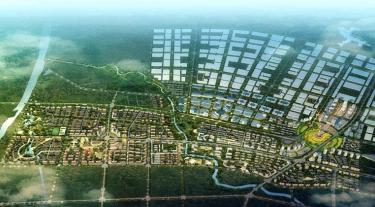 aerial view of Planned development of Yeji Industrial Park in Anhui Province