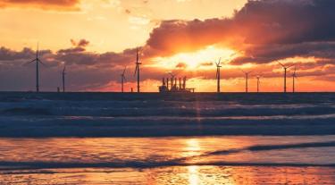 Offshore wind farm sunset